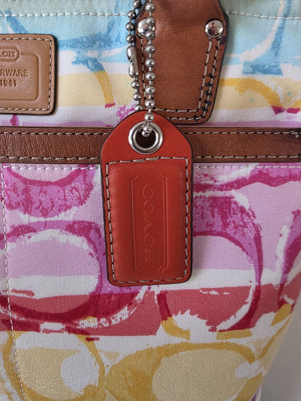 Coach Y2k Hamptons Weekend Watercolor Signature Canvas Shoulder Bag - Picture 6 of 12